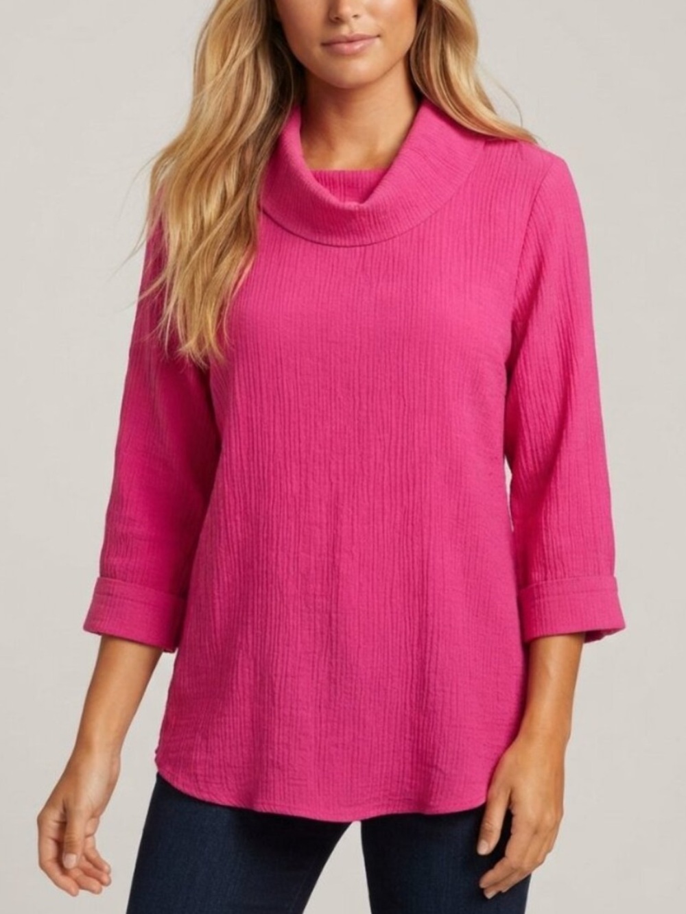 New! Soft Surroundings Good Day Cowl Neck Crinkle Gauze Top XL 40020